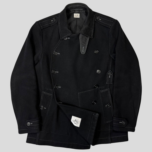 CP Company AW07 Heavy Wool Contrast Stitch Military Peacoat - IT52 | Default Title, Black