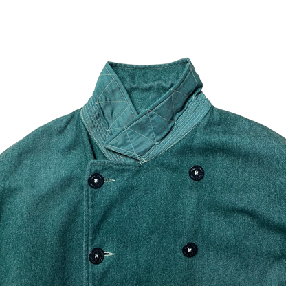 A/W 1985 Jade Green Waterproof Wool Double Breasted Pea Coat