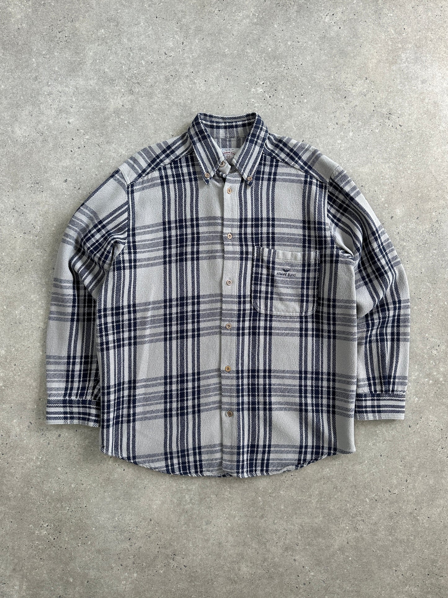 Armani Jeans Check Flannel Pure Cotton Logo Shirt - L/XL