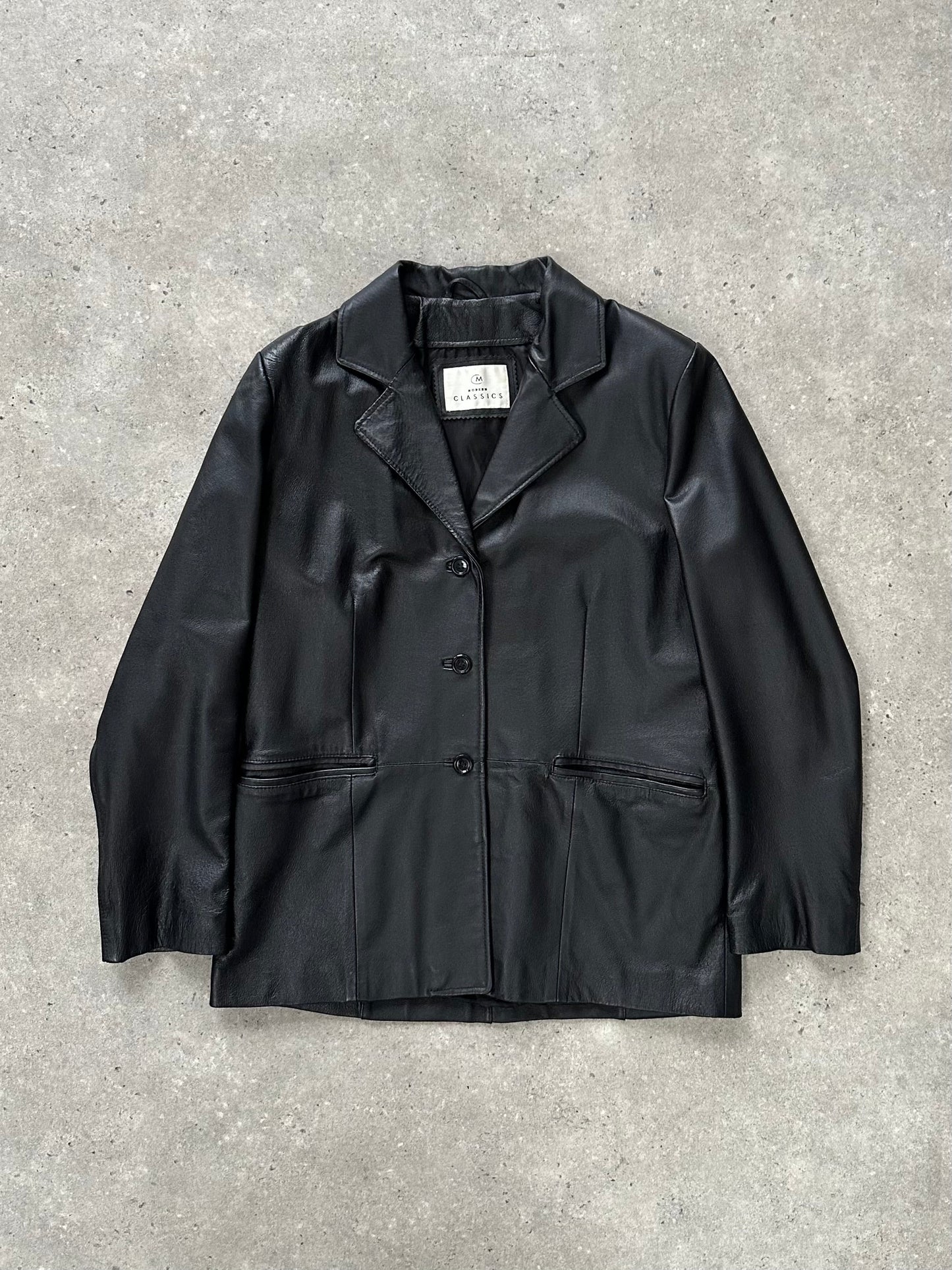 Vintage 1990s Minimal Leather Jacket - M