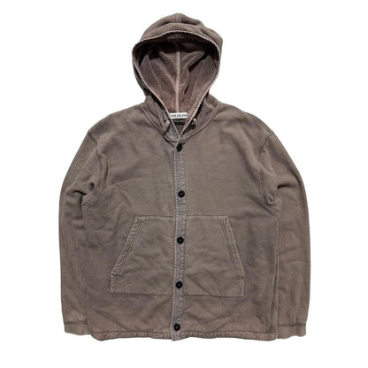 Stone Island Button Up Hooded Cotton Hoodie