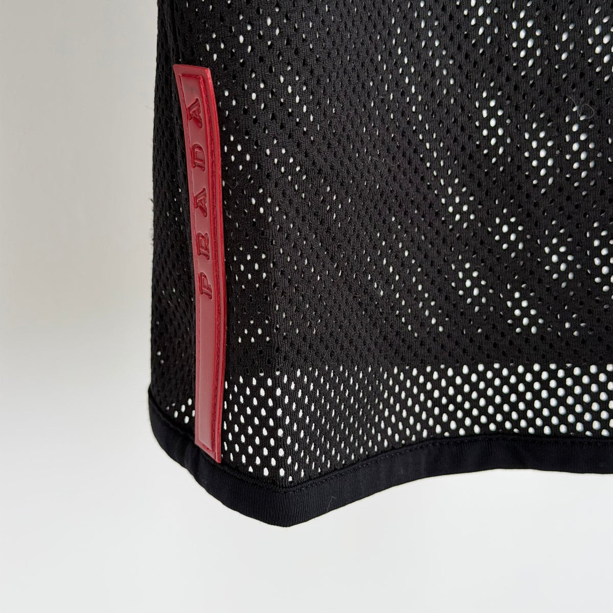 ss2000 prada sport asymmetrical neck mesh longsleeve top | O/S, Black