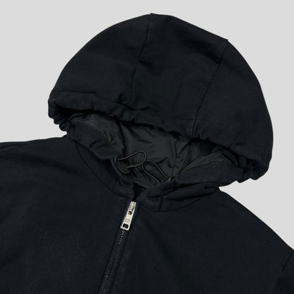 Prada 2017 Red Tab Boxy Cropped Piped Zip-up Hoodie - M