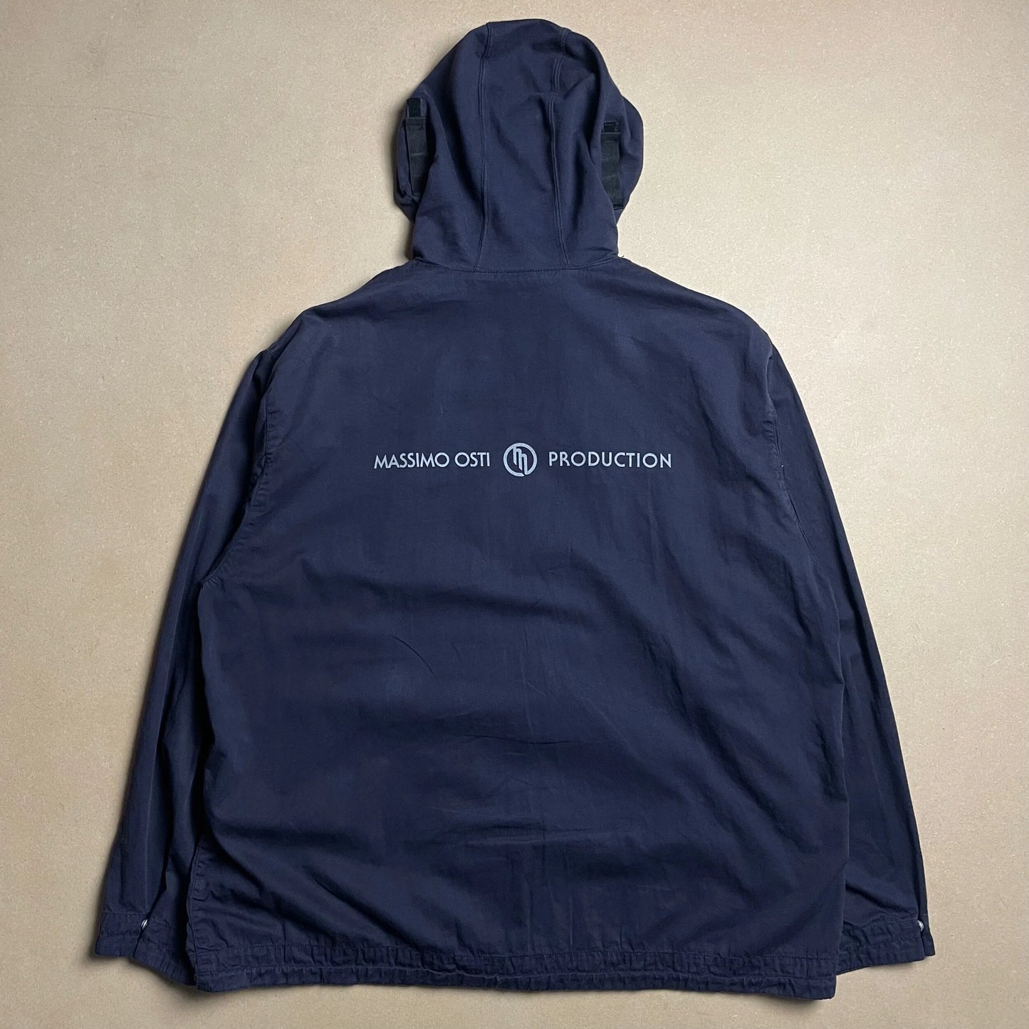 90s Massimo Osti Production Navy Built In 3M Smog Mask Hooded Jacket