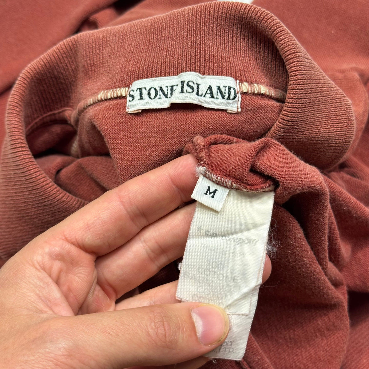 Stone Island 1988 Embroidered Compass Spellout Polo Shirt - M | Burgundy