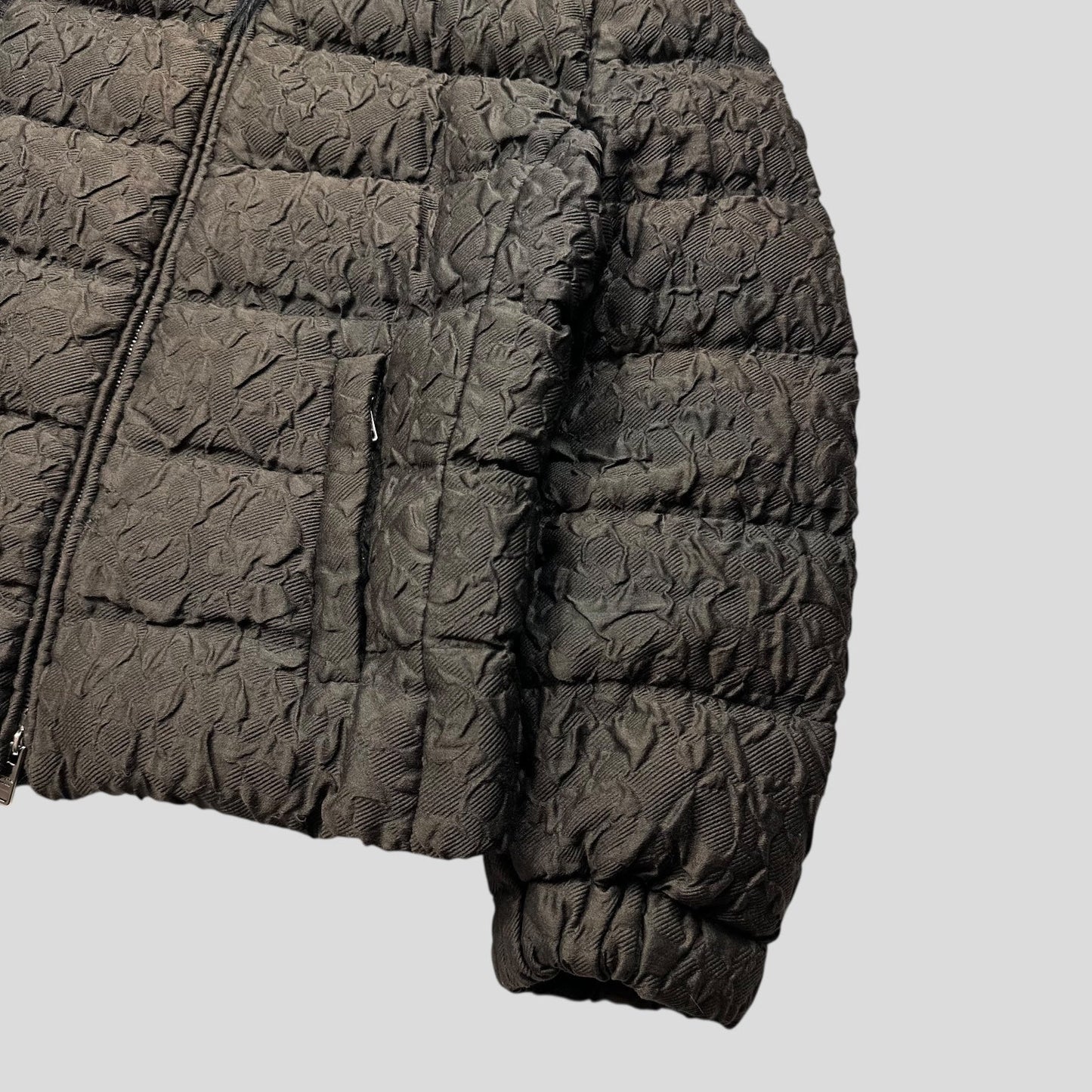 Prada 2014 Extreme Fur Hooded Silk & Wool Textured Puffer Jacket - IT44 (S) | Default Title, Blue
