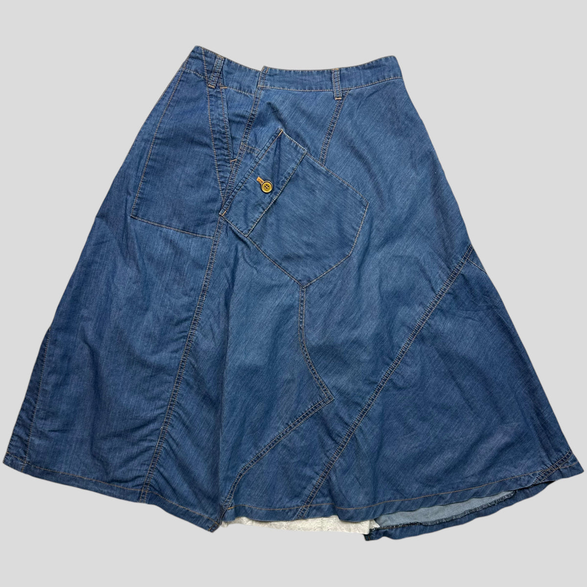 CDG Tricot 00’s Brodiere Denim Patchwork Split Cargo Skirt | Medium, White