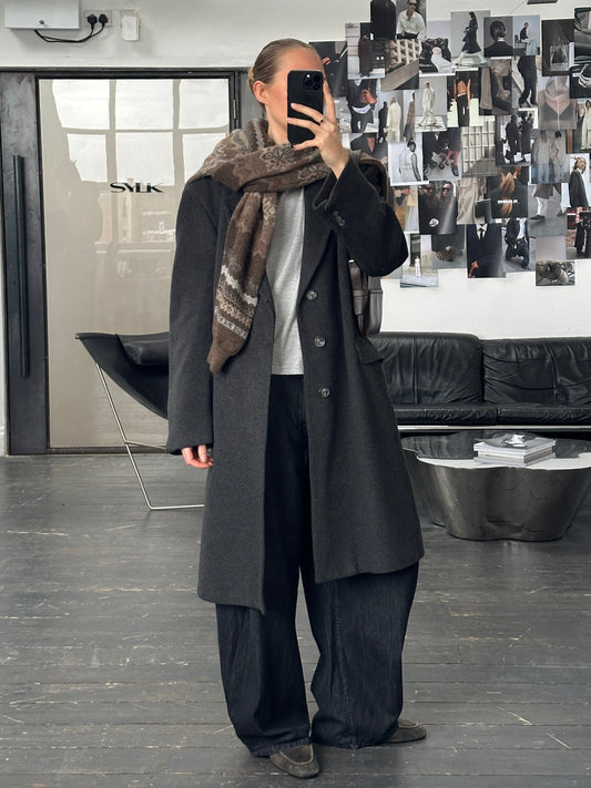 Vintage 1980s Pure Cashmere Concealed Placket Coat - XL