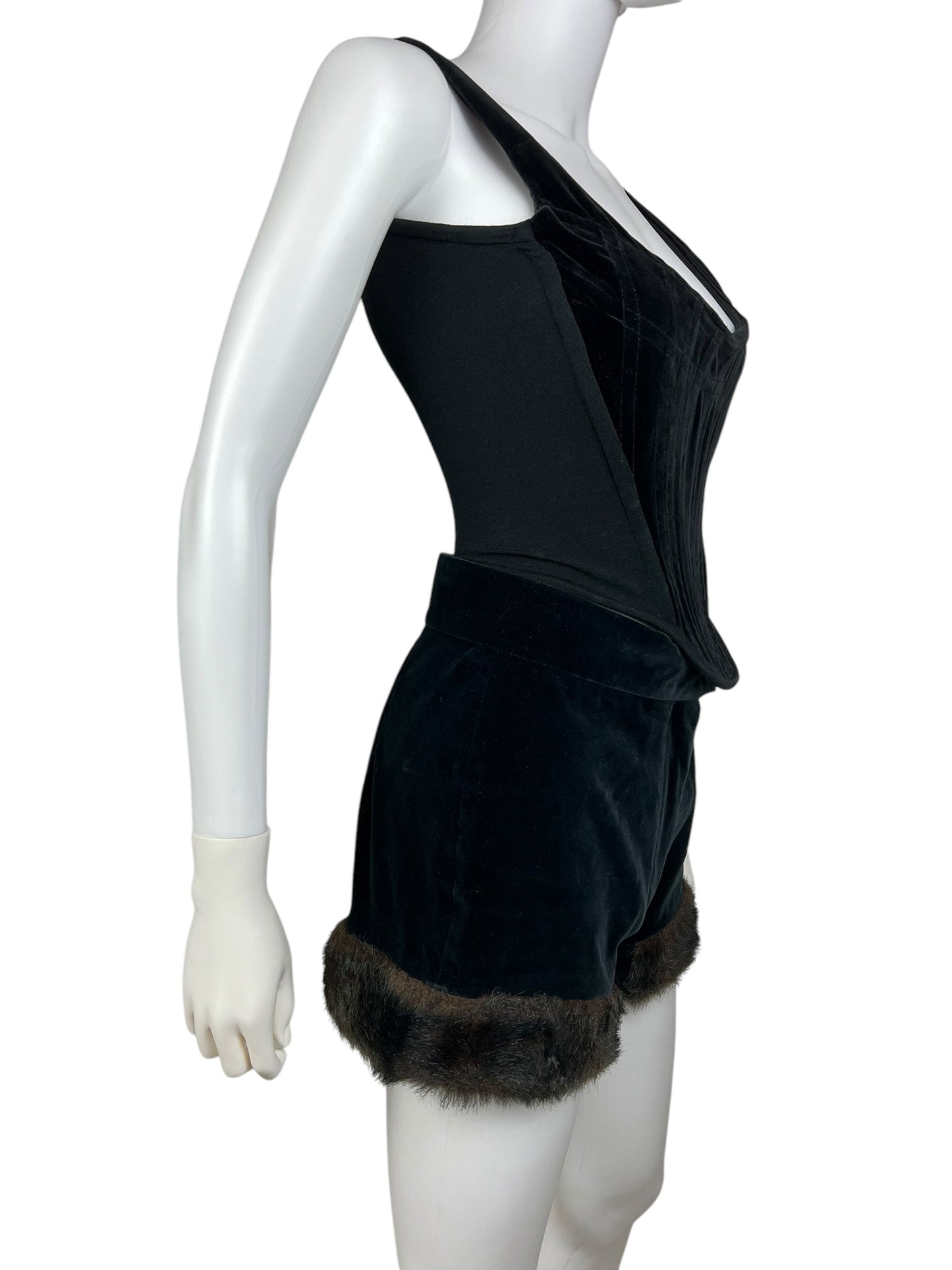 Vivienne Westwood F/W 2014 faux fur trim velvet shorts, F/W 1991 re-edition | Small, Red