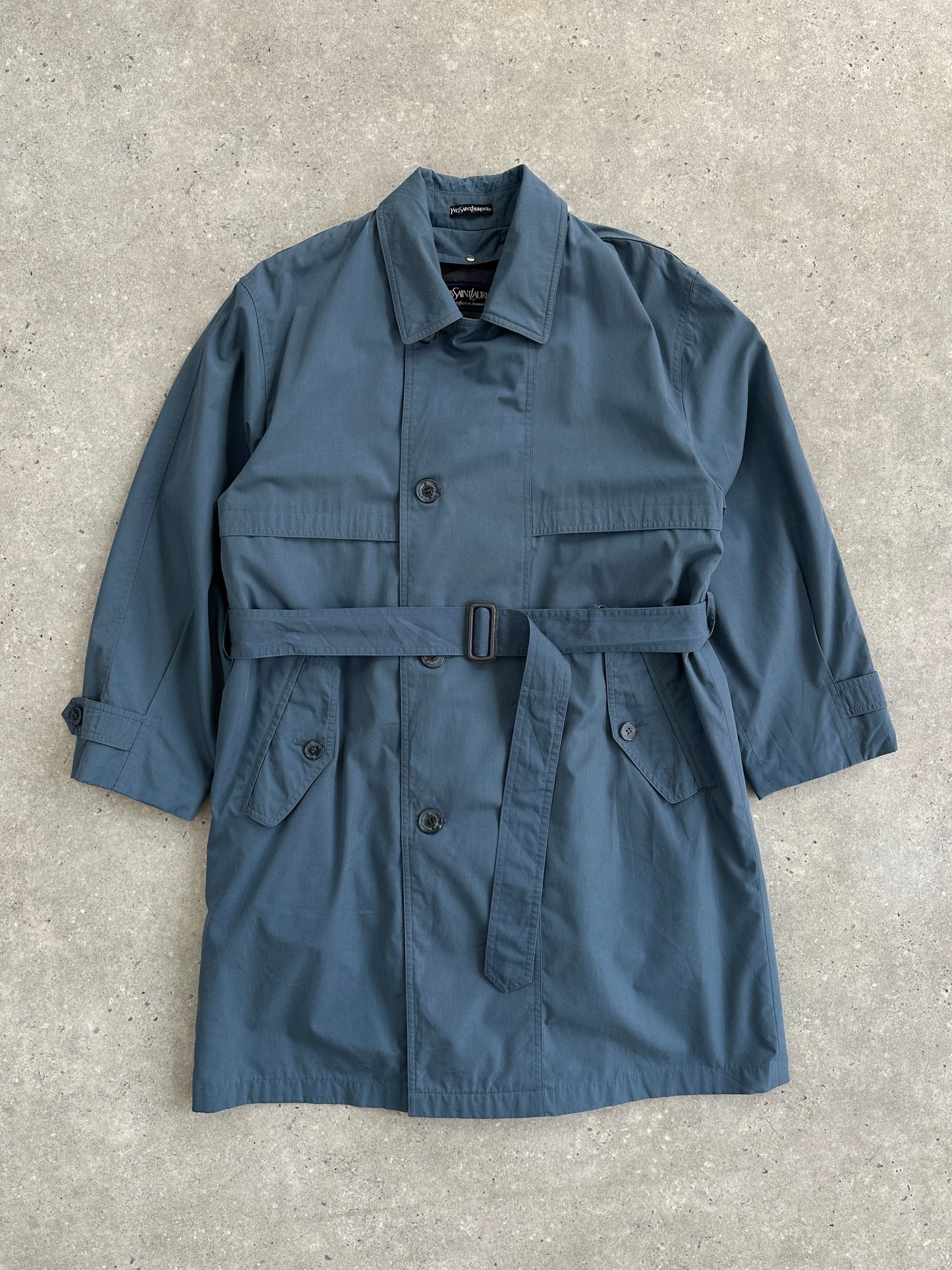 Yves Saint Laurent Diffusion Hommes 1980s Belted Trench Coat - L