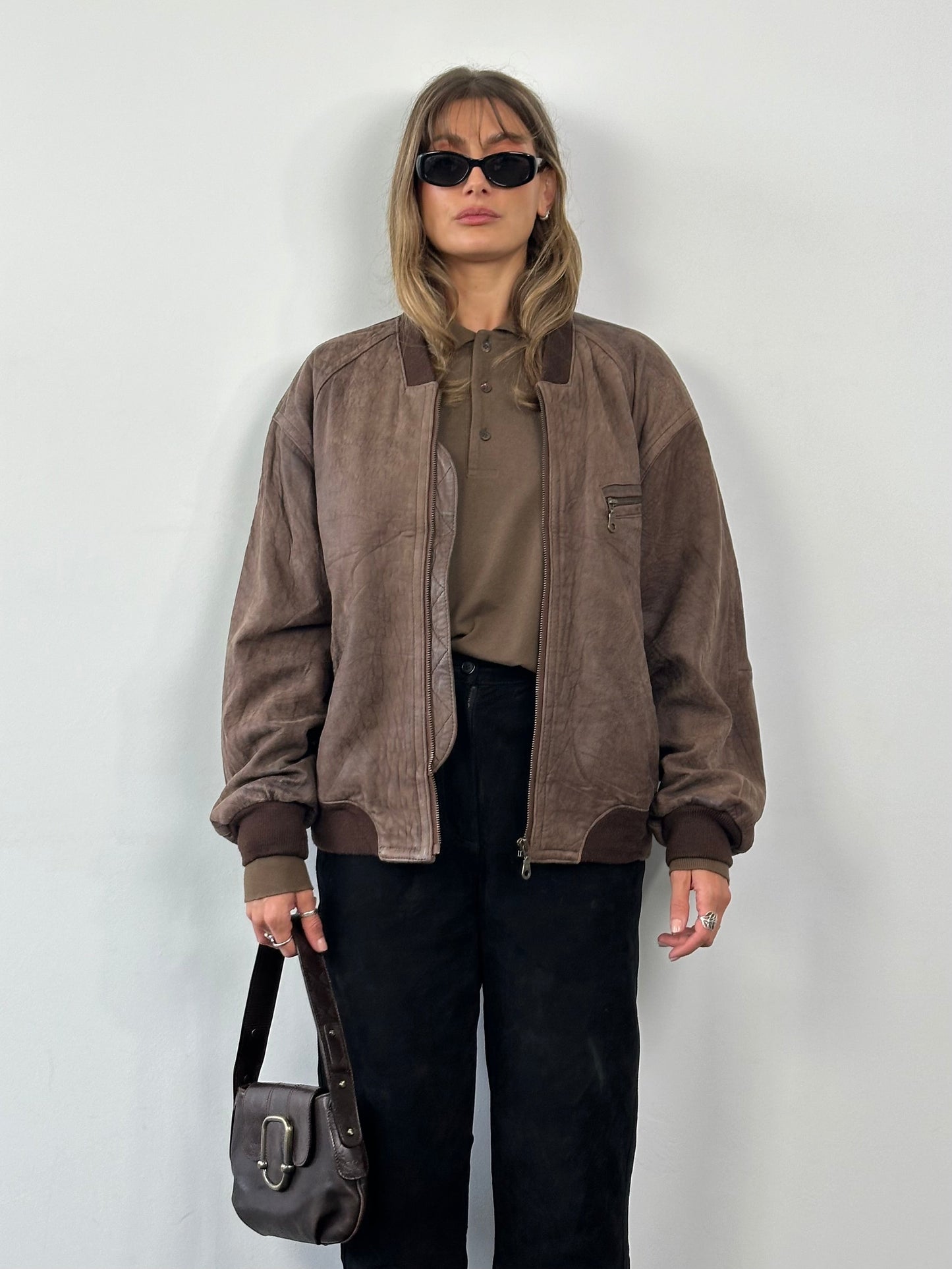 Emporio Armani Hardware Monogram Leather Shoulder Bag