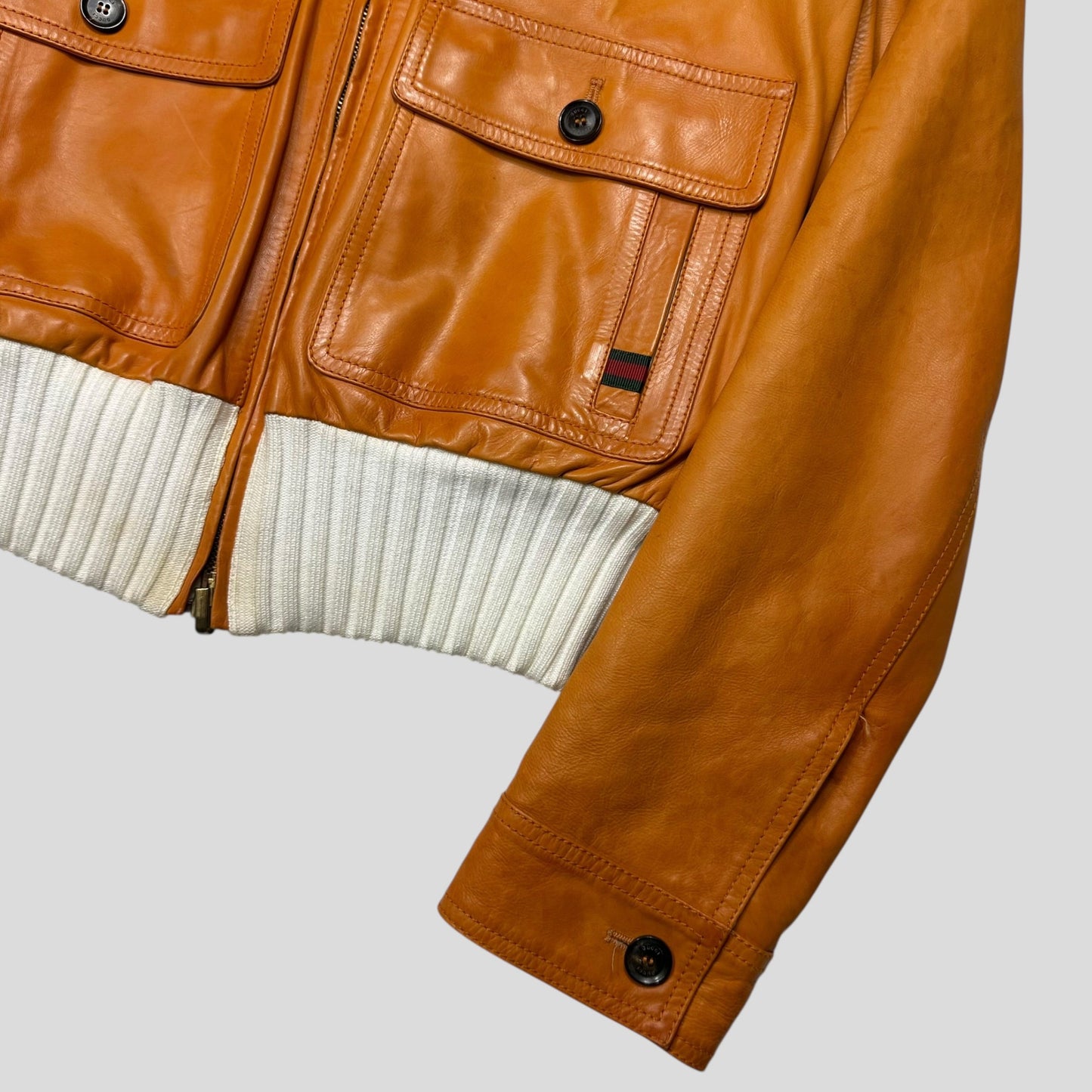 Gucci 2011 Leather Reversible Cropped Moto Biker Jacket - UK6/8