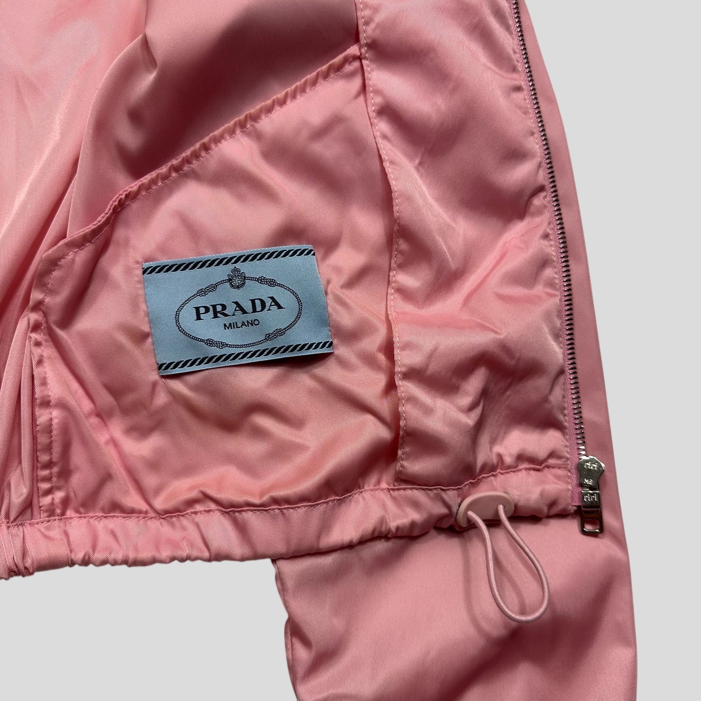 Prada 2020 Baby Pink 3D Triangle Plaque Pouch Re-Nylon Jacket - IT36 (XS-S)