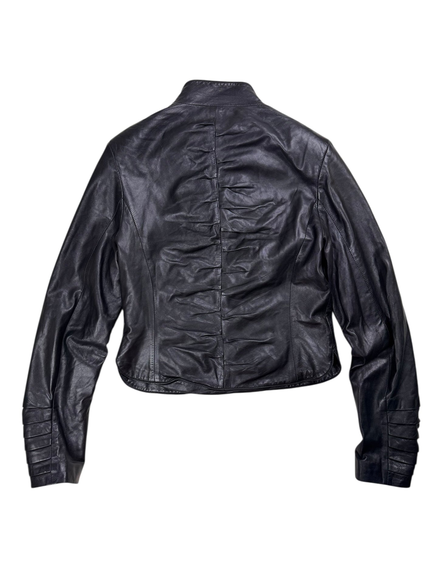 Dom & Ruby 2010s ruched leather jacket | Black, Black