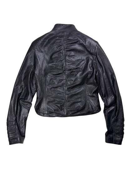 Dom & Ruby 2010s ruched leather jacket | Black, Black