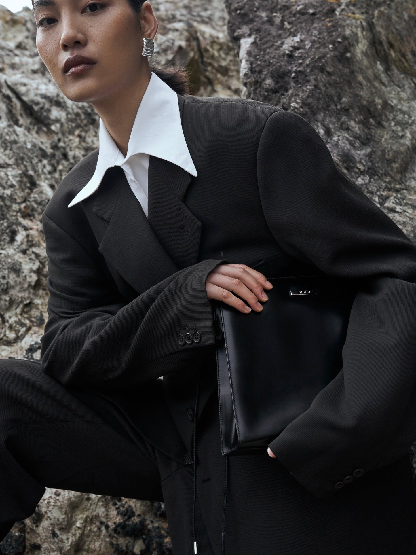 Gucci 1990s Tom Ford 2 in 1 Leather & Vinyl Hand Bag