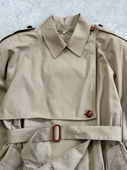 Vintage 1980s Nova Check Belted Trench Coat - M