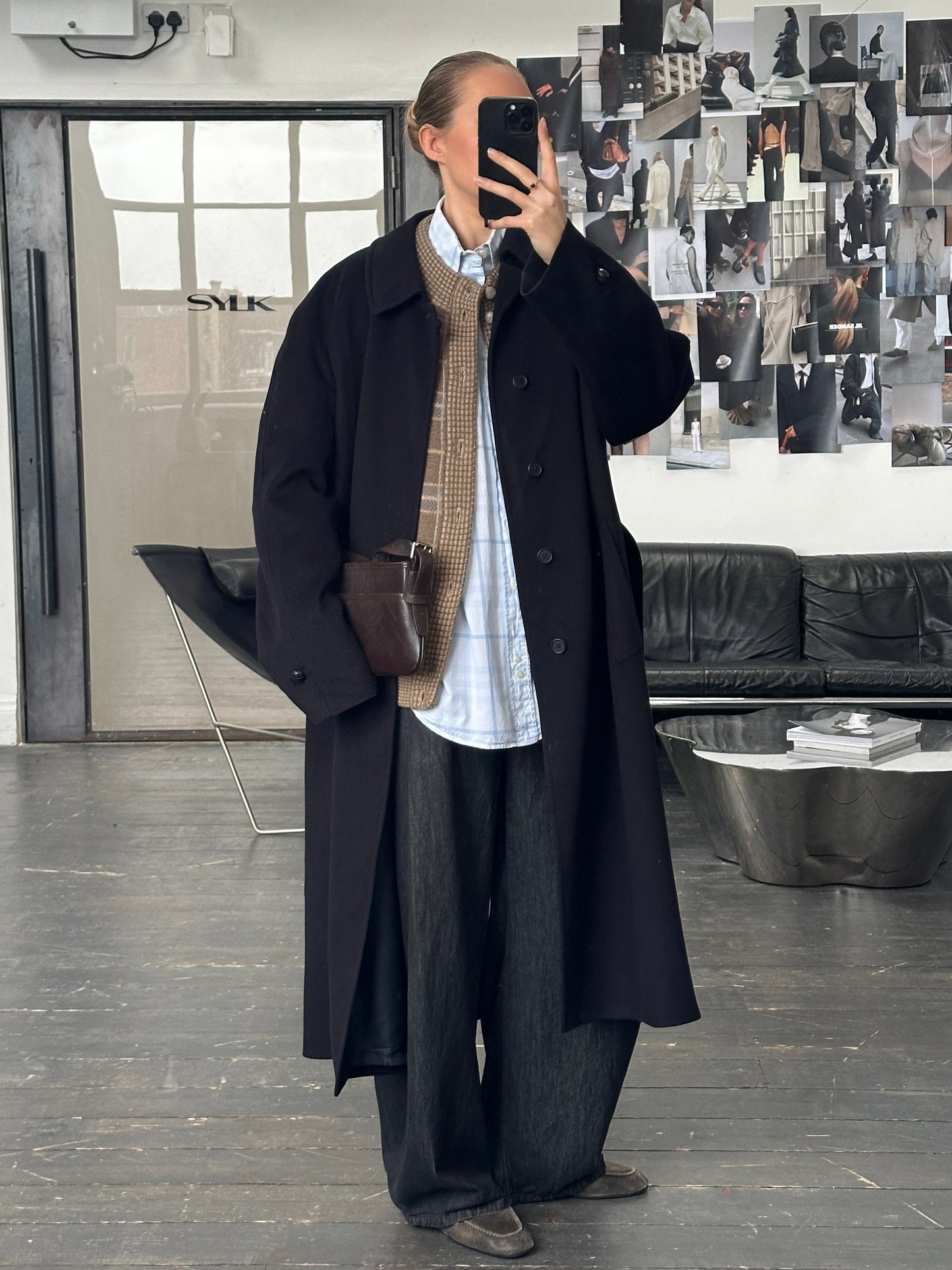 Vintage 1980s Pure Wool Concealed Placket Belted Coat - XL/XXL