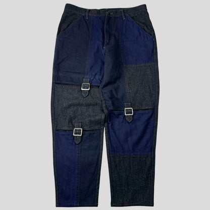 CDG SHIRT 00’s Buckle Patchwork Panelled Wool Trousers - L