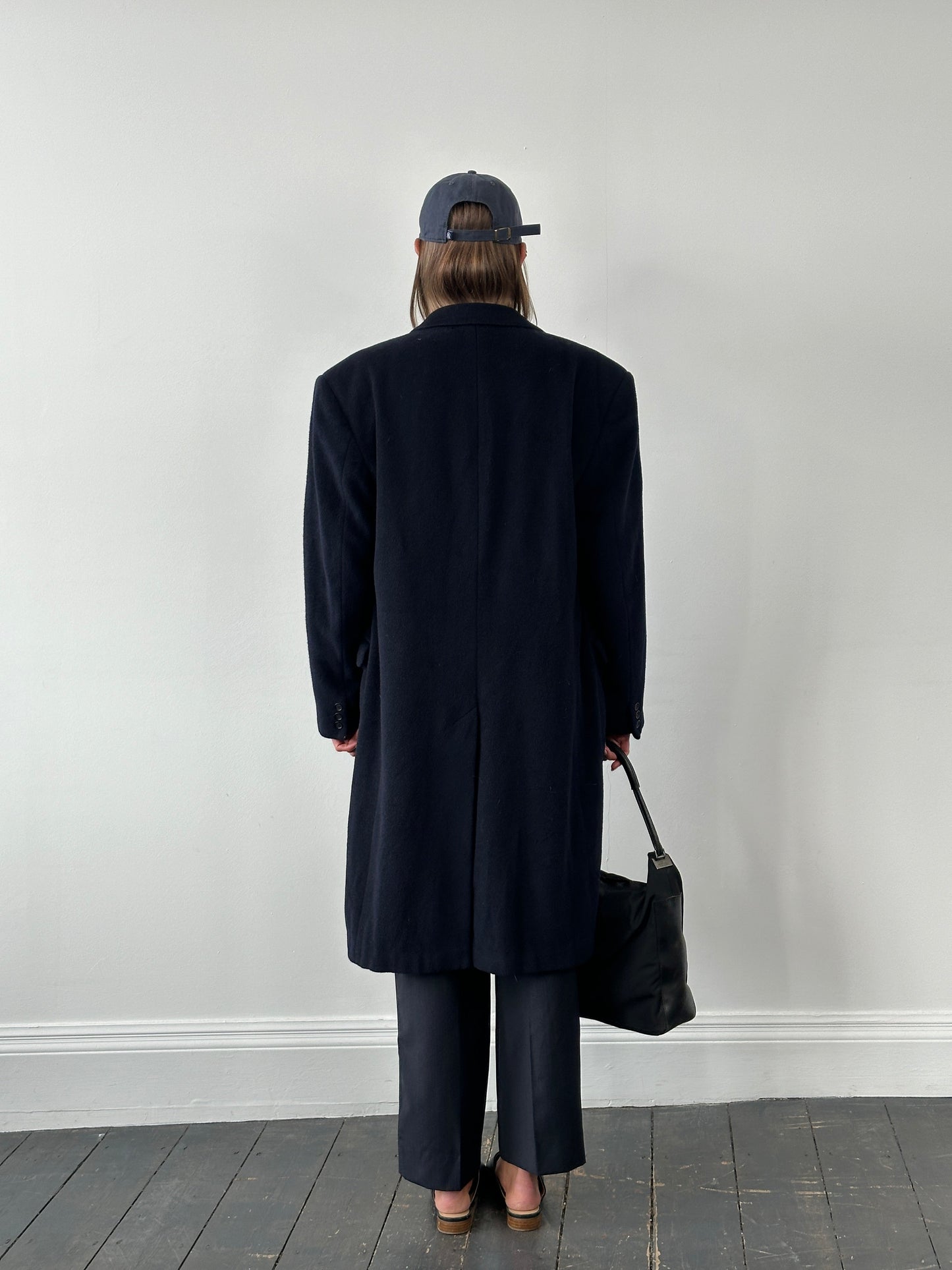 Italian Vintage 1990s Wool Double Breasted High Neck Coat - XL/XXL