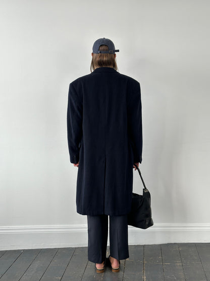 Italian Vintage 1990s Wool Double Breasted High Neck Coat - XL/XXL