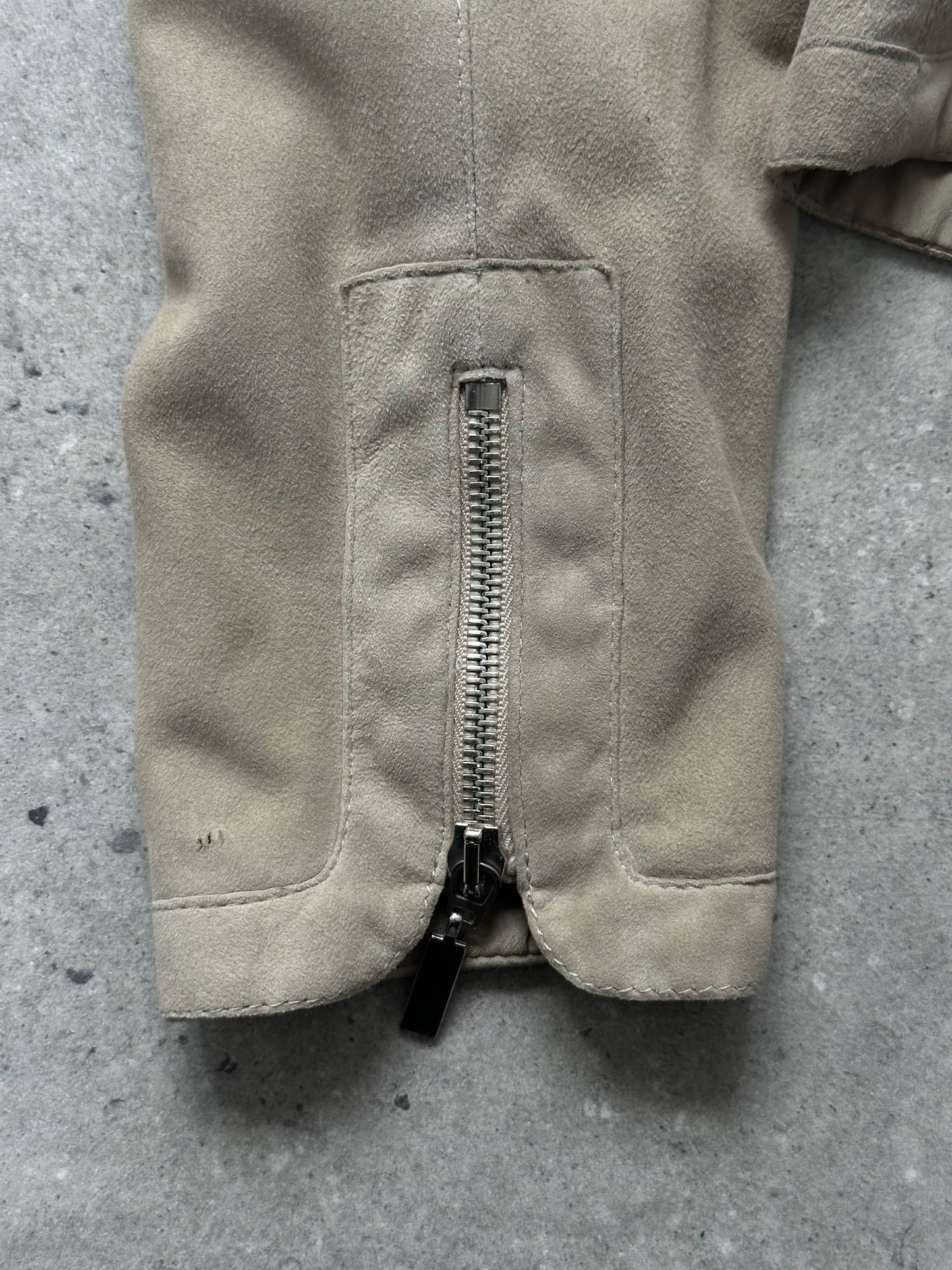 Armani Collezioni 2000s Double Zip Suede Jacket - XS/S