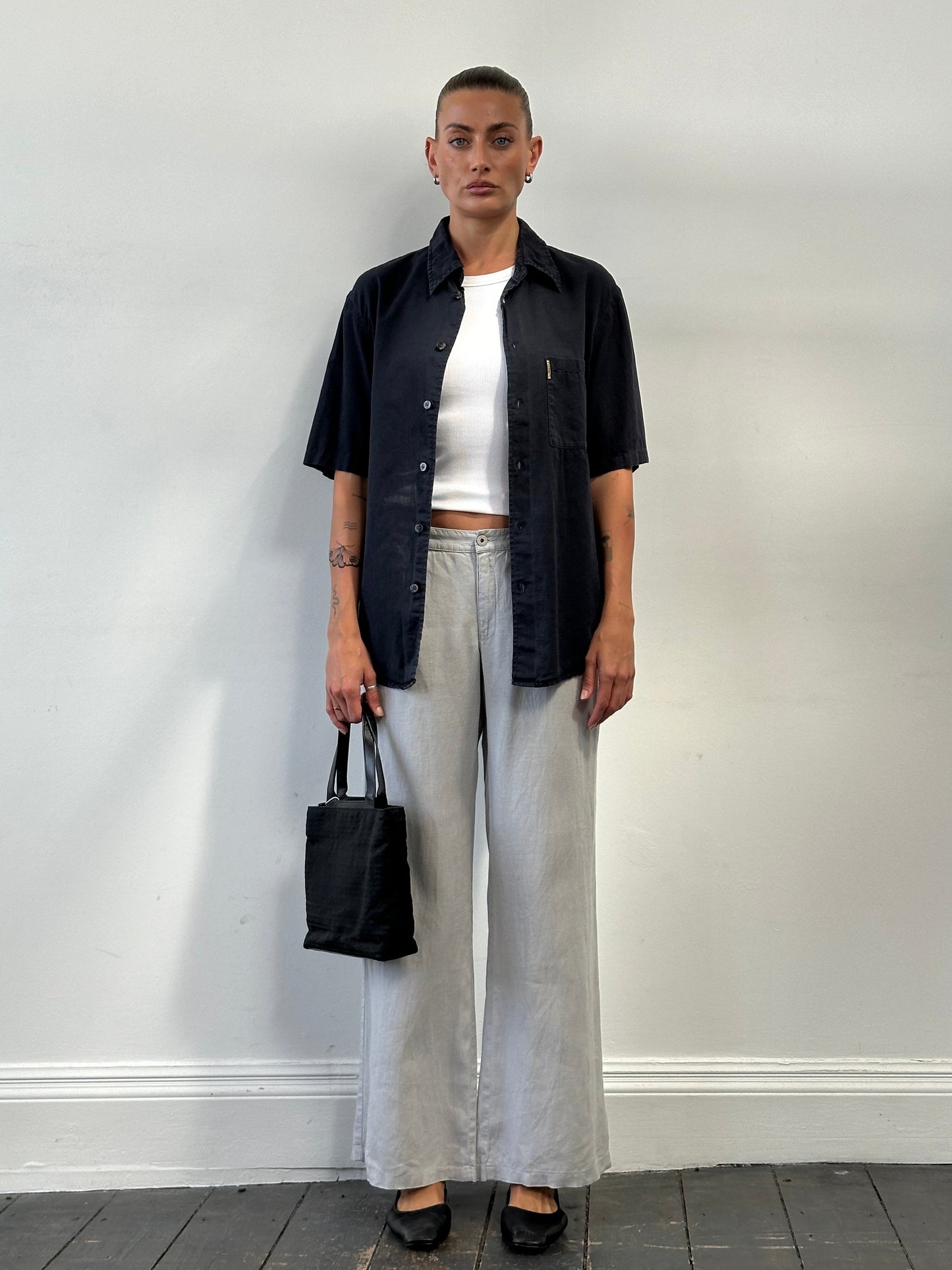 Armani Jeans Cotton Linen Logo Shirt - M/L