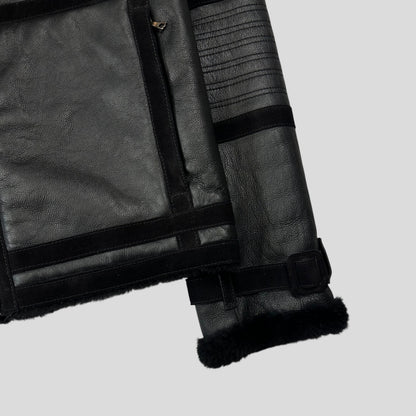Neil Barrett Leather Lambskin Shearling Asymetrical Biker Jacket - S | Default Title, Black