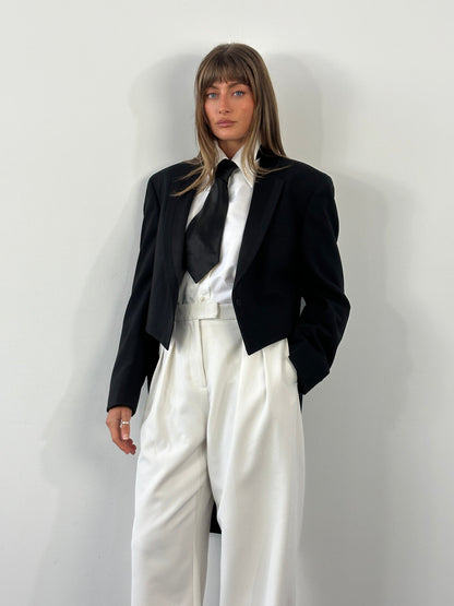 Christian Dior Grand Luxe 1980s Tuxedo Wool Satin Tailcoat - 39R/L