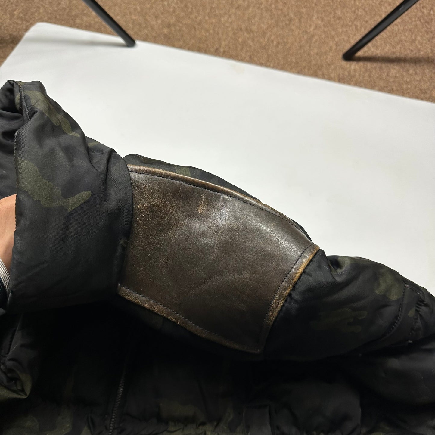 Prada Milano 2014 Green Camo Nylon Elder Down Leather Puffer - IT46