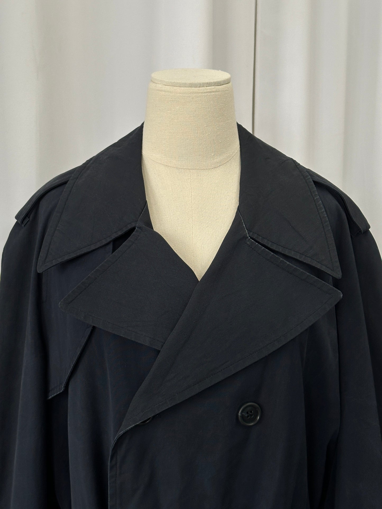 London Fog 1980s Double Breasted Belted Cotton Trench Coat - L/XL