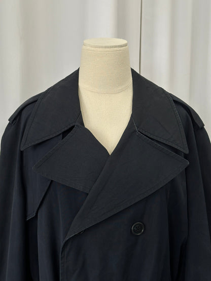 London Fog 1980s Double Breasted Belted Cotton Trench Coat - L/XL