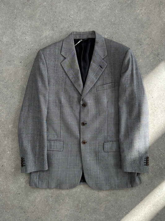 Italian Vintage Wool Check Single Breasted Blazer - 42R/L