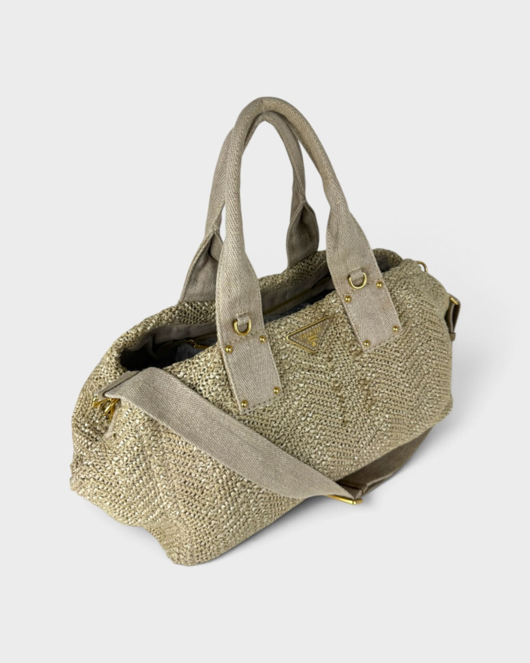 2000s Prada Raffia Woven 2Way Handbag | O/S, Multicoloured