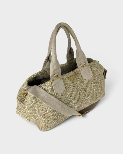 2000s Prada Raffia Woven 2Way Handbag | O/S, Multicoloured