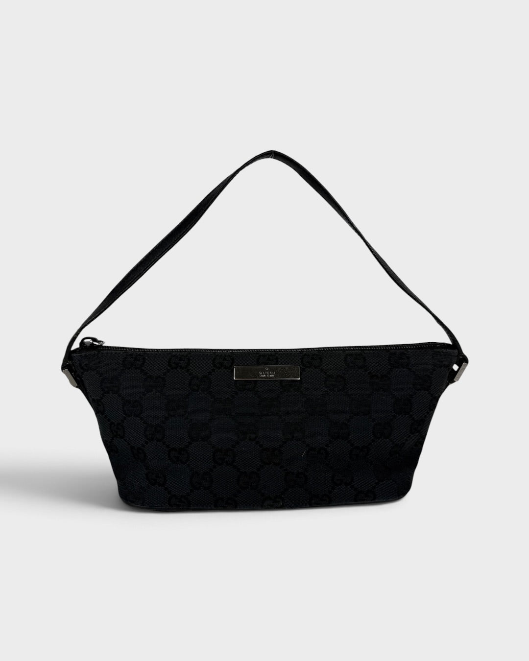 90s Gucci GG Black Monogram Pochette Boat Bag | O/S, Black