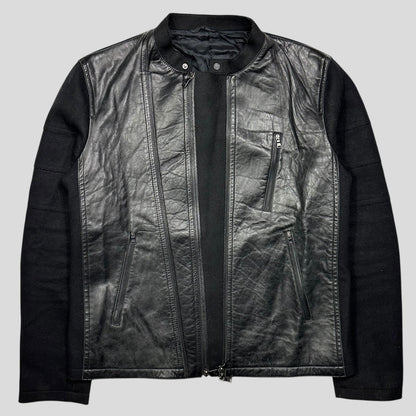 Neil Barrett 00’s Leather + Wool Modular Zip Panelled Biker Jacket - M