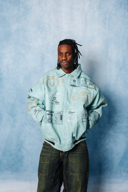 Deadstock Raw Blue Blue Leather Jacket