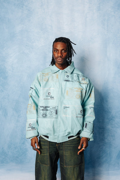 Deadstock Raw Blue Blue Leather Jacket