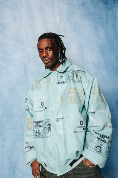 Deadstock Raw Blue Blue Leather Jacket