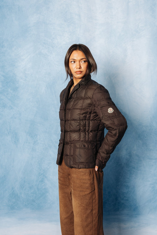 Moncler Down Quilt Open Collar Grey Overshirt