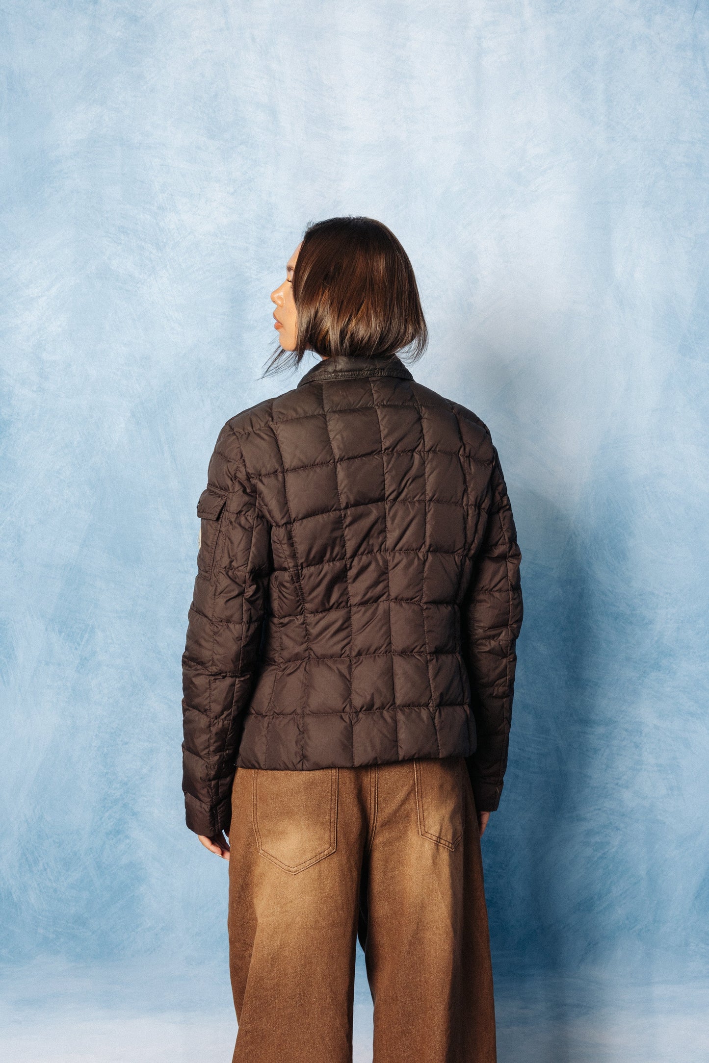 Moncler Down Quilt Open Collar Grey Overshirt