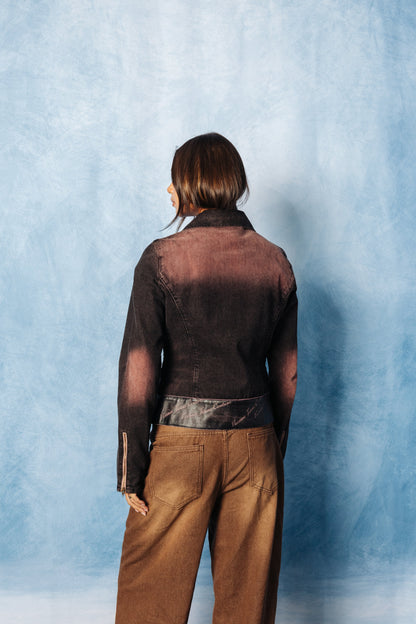 Versace Bleached Denim Grey Motorcycle Blouson