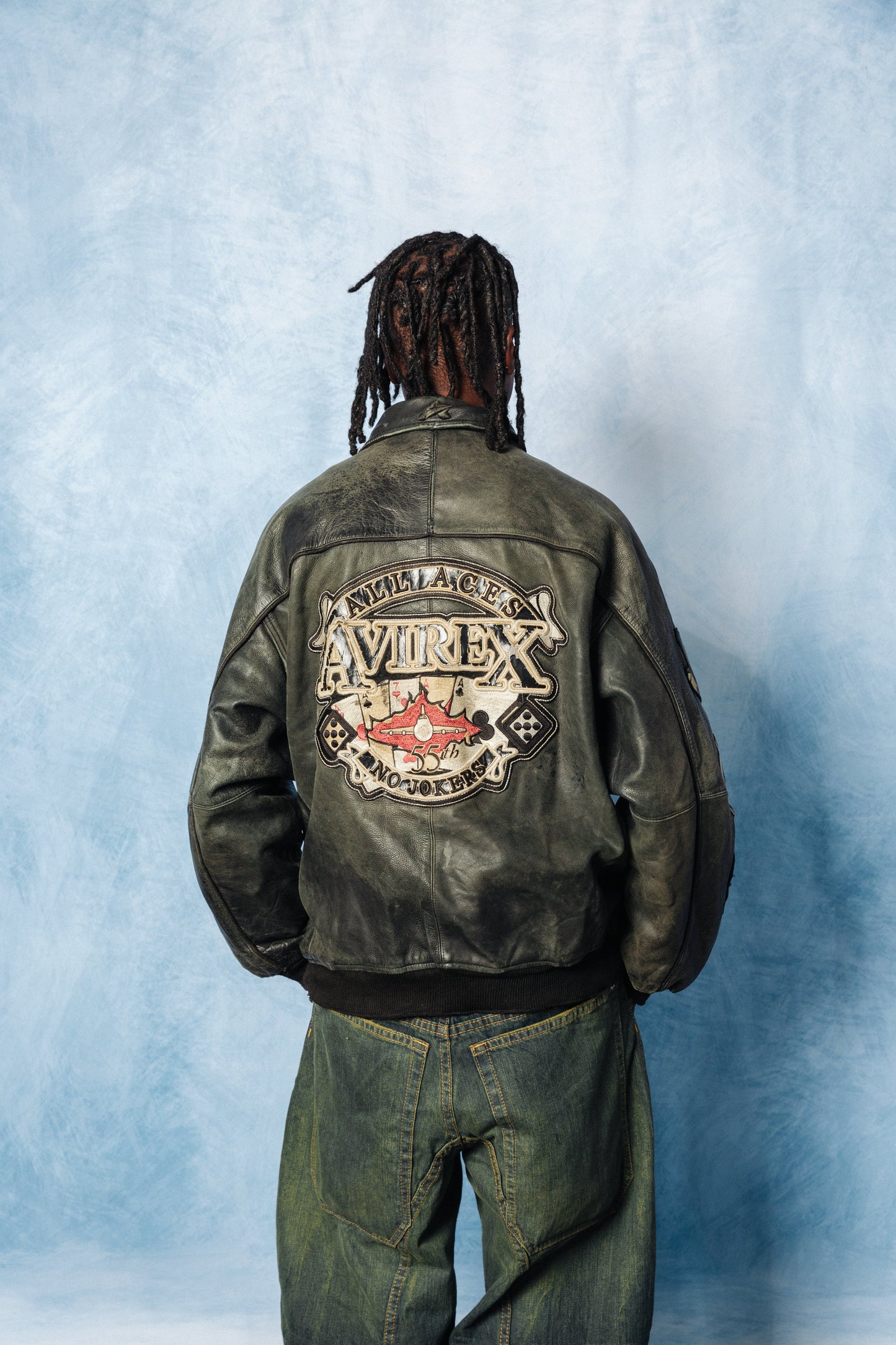 Rare Avirex All Aces No Jokers Flight Leather Jacket
