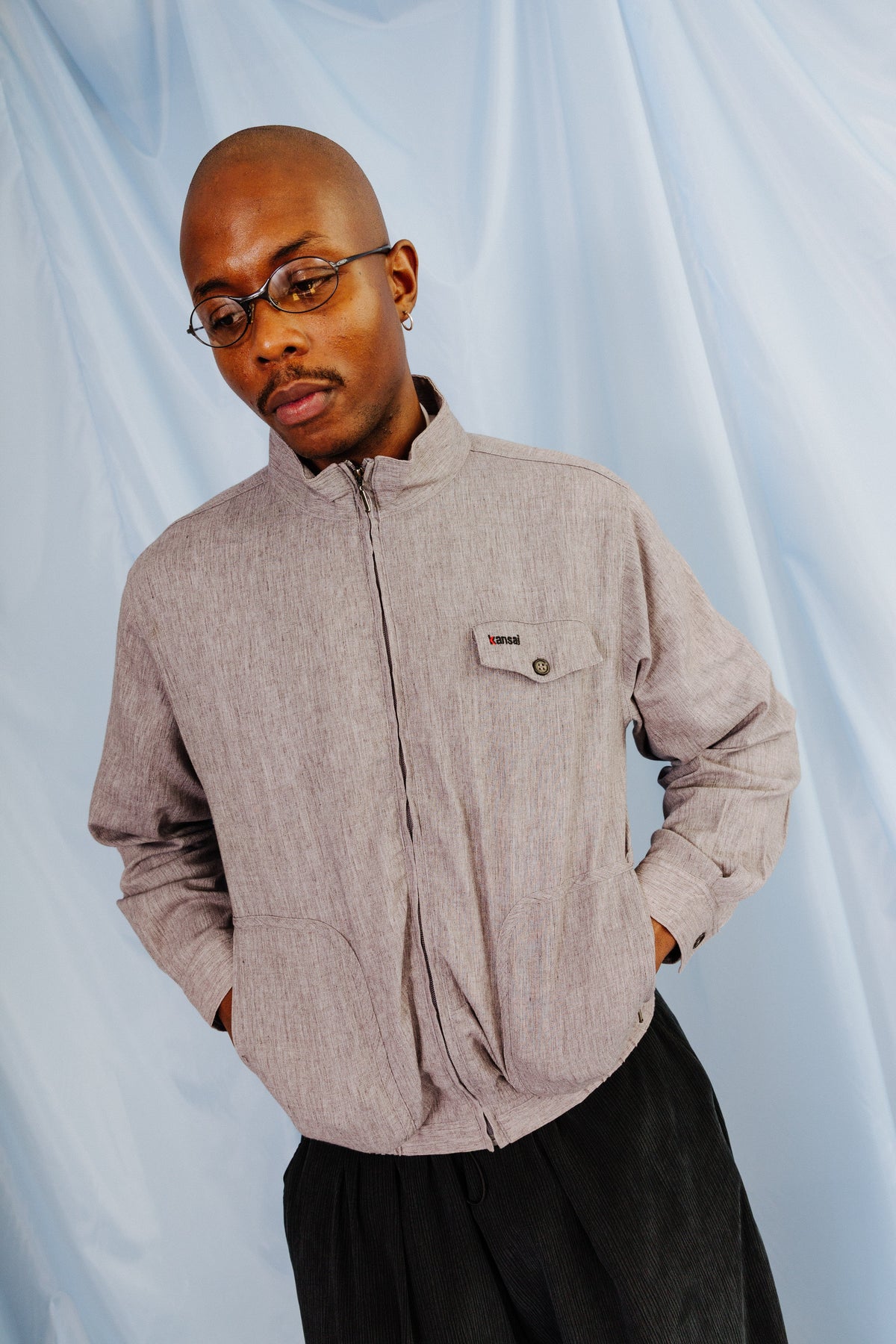 1990's Kansai Yamamoto Flecked Twill Textured Work Blouson | Large, Multicoloured