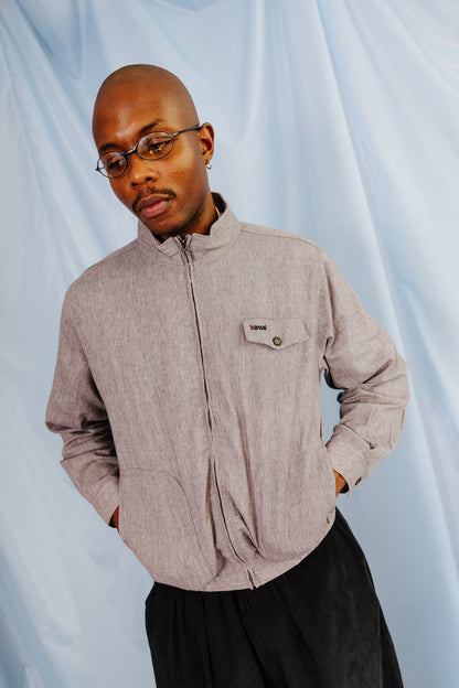 1990's Kansai Yamamoto Flecked Twill Textured Work Blouson | Large, Multicoloured