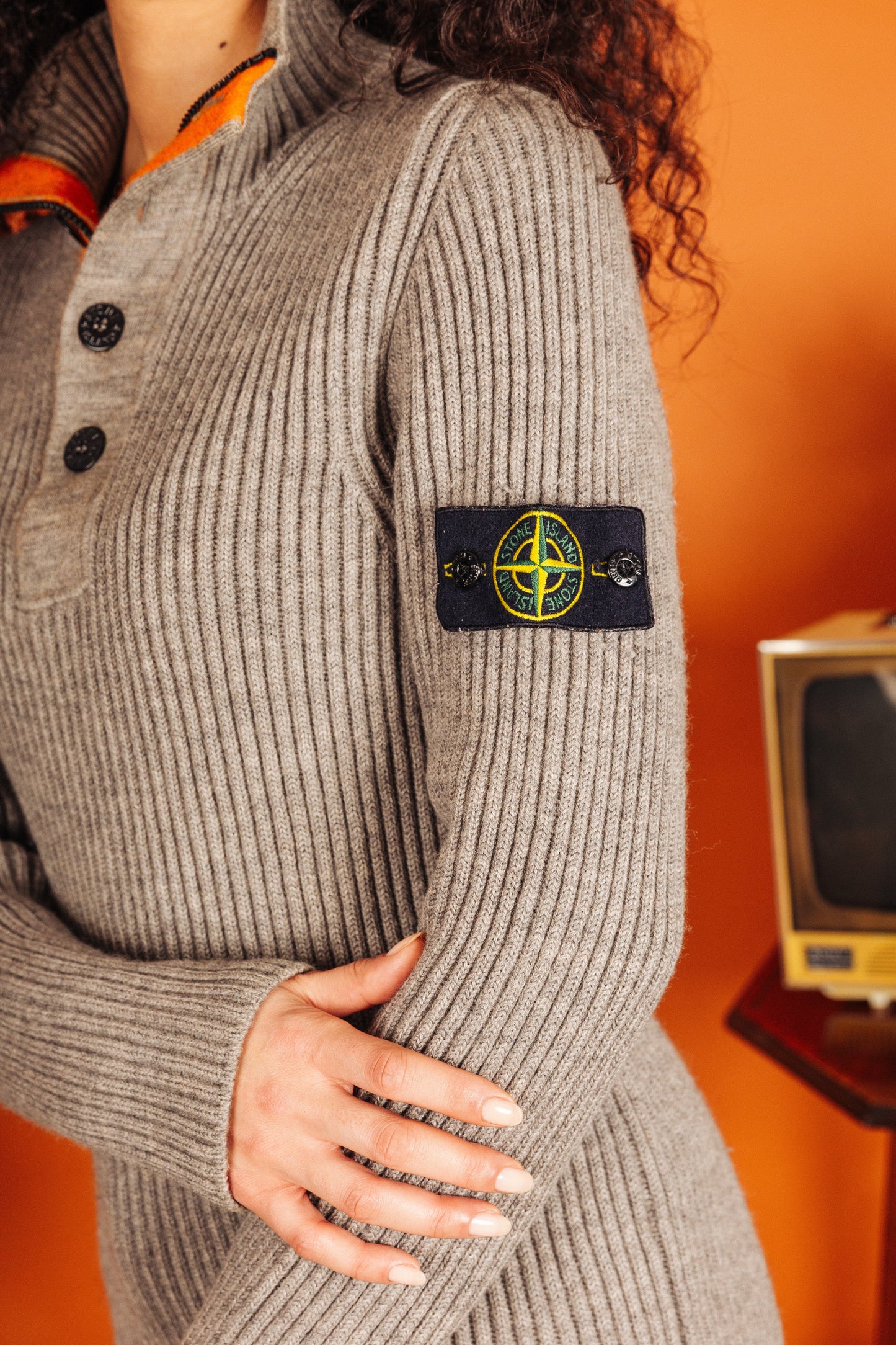 A/W 2009 Stone Island Ribbed Knit Quarter Zip Button Up