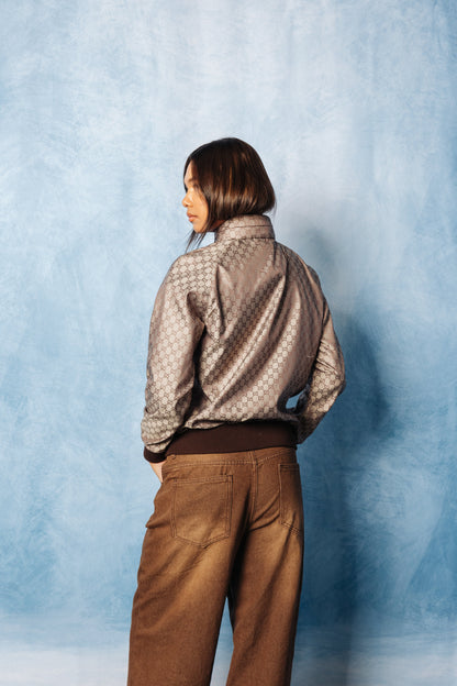 Gucci Monogram Ribbed Trim Bomber Jacket