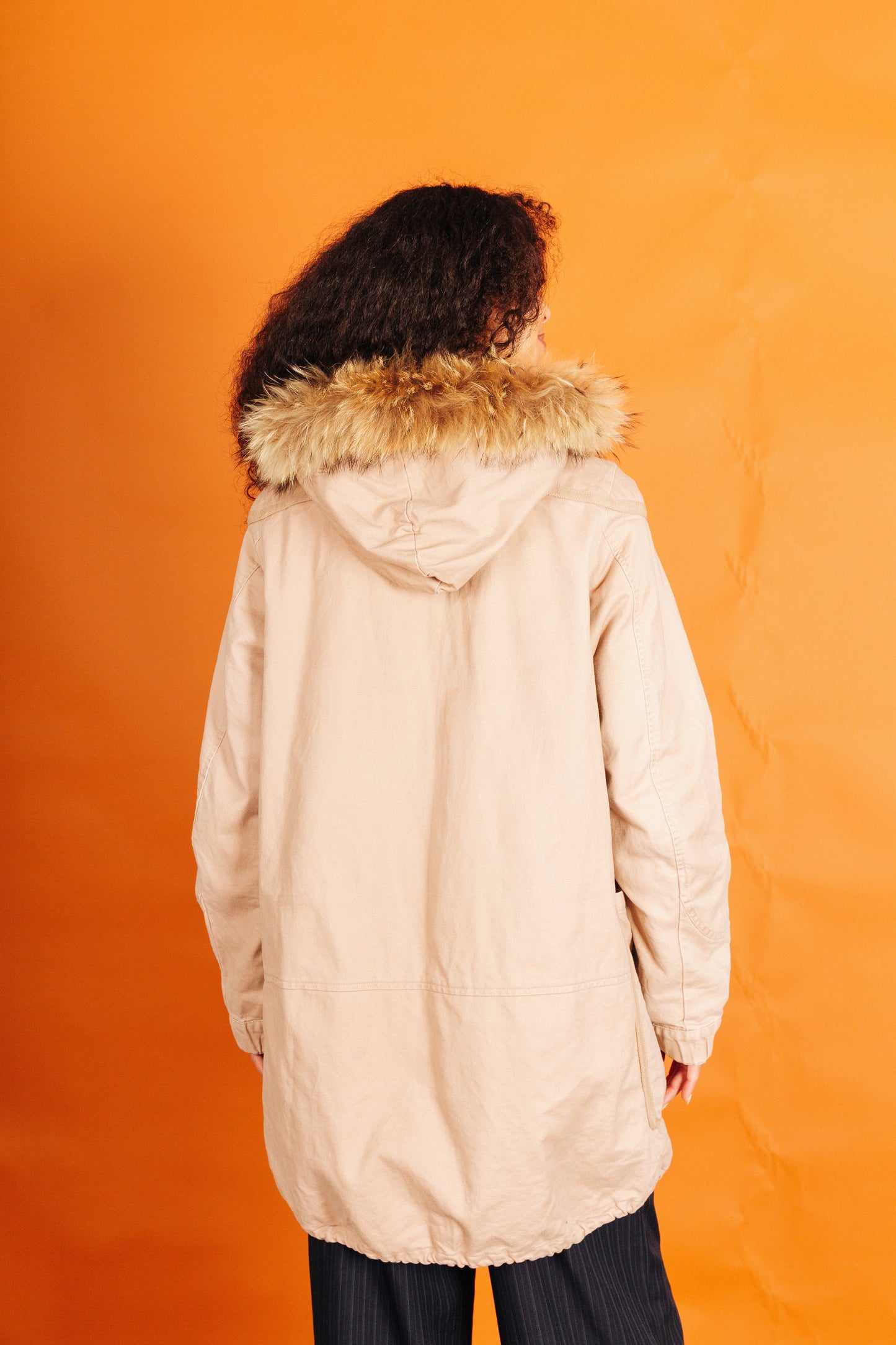 Issey Miyake Tsumori Chisato Light Pink Fur Hooded Cotton Coat