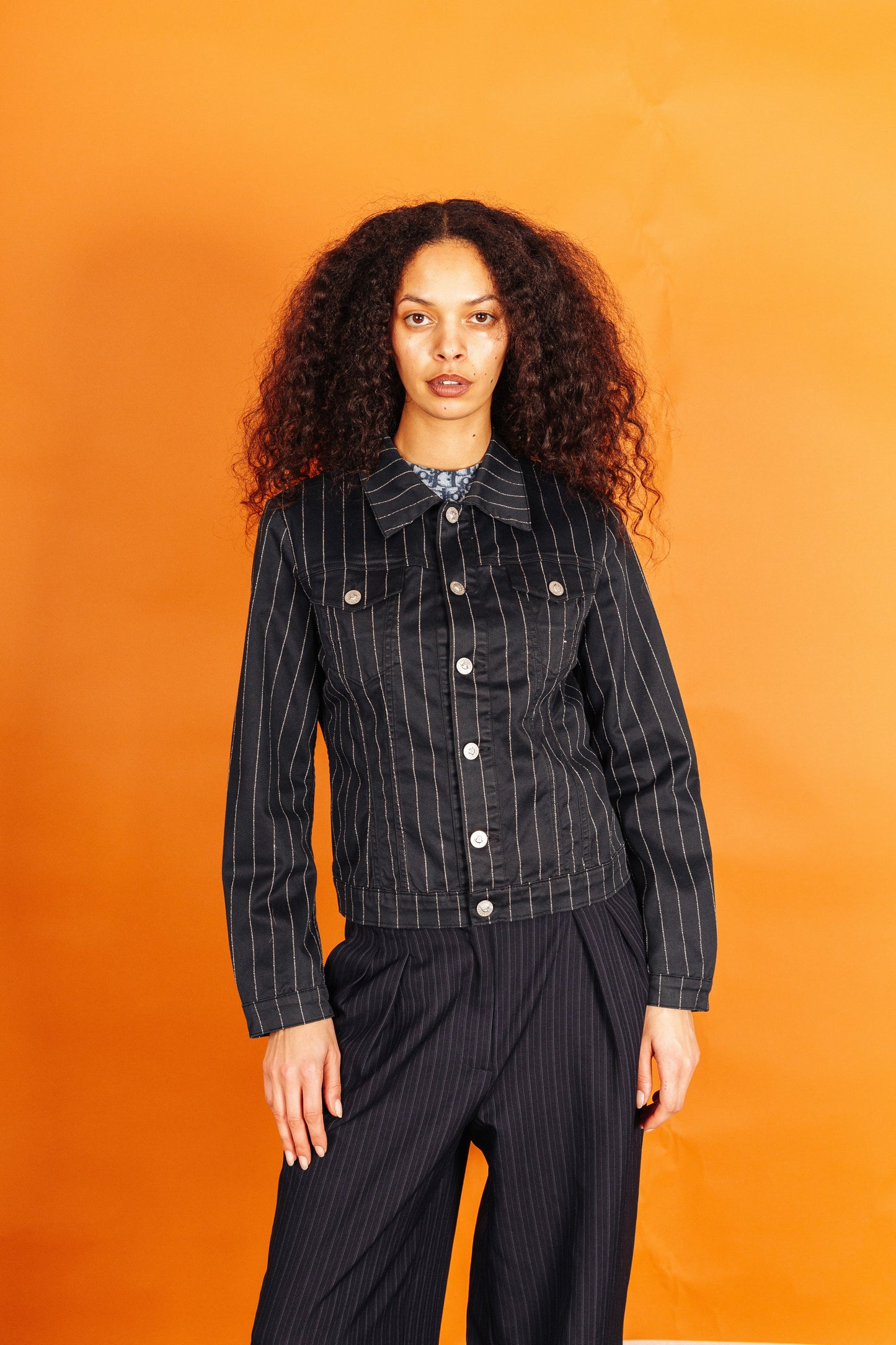 Versace Jeans Couture Pinstripe Navy Jacket